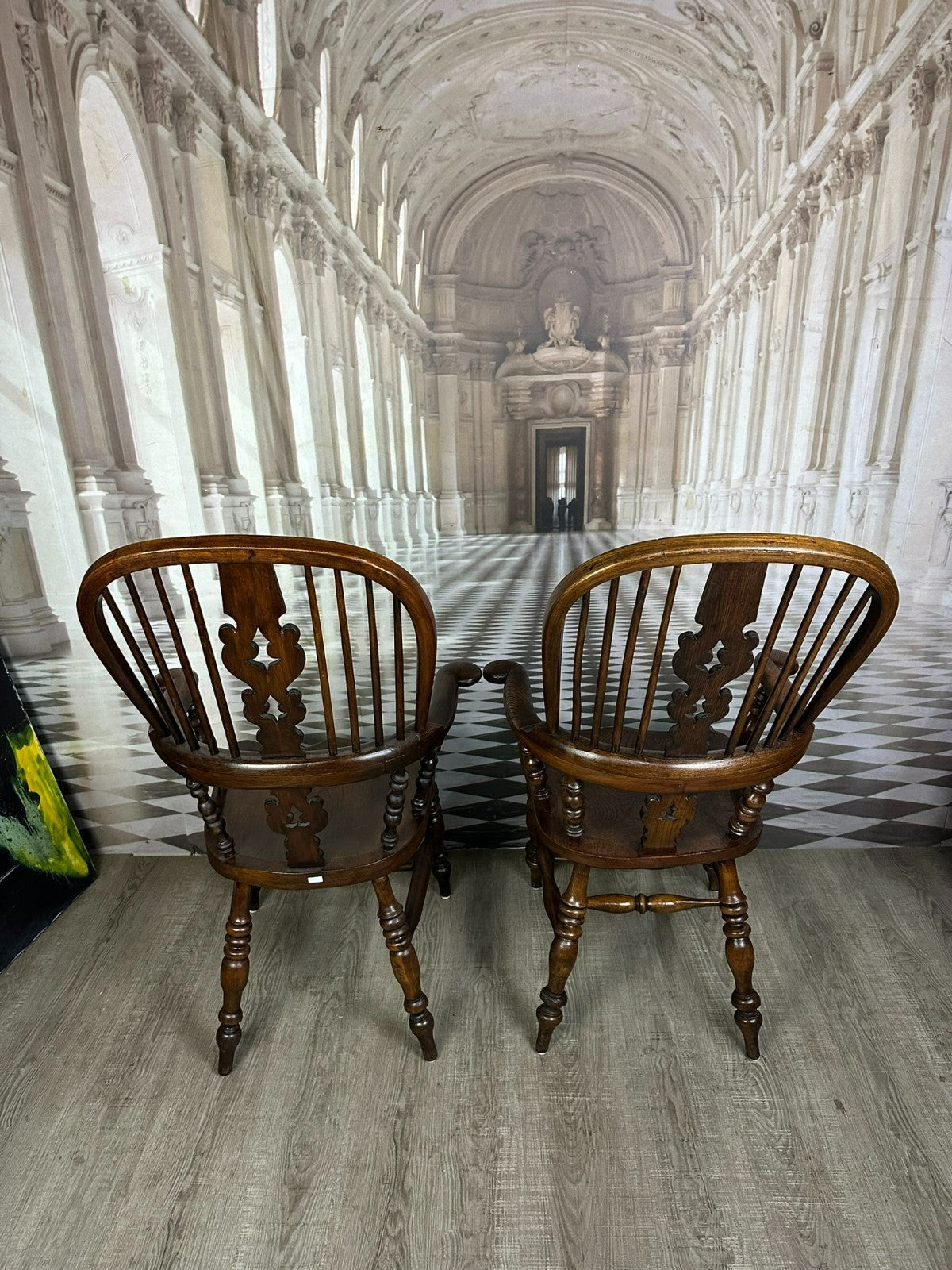 Paar antike Windsor Stühle Sessel England 19 tes Jh Yorkshire Eibenholz