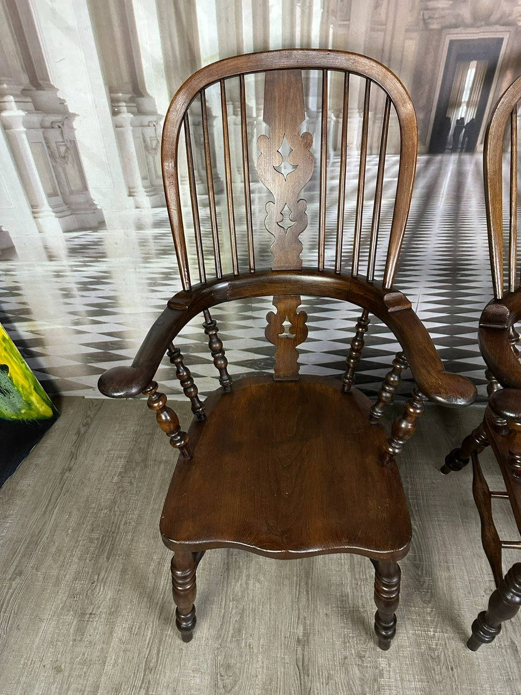 Paar antike Windsor Stühle Sessel England 19 tes Jh Yorkshire Eibenholz
