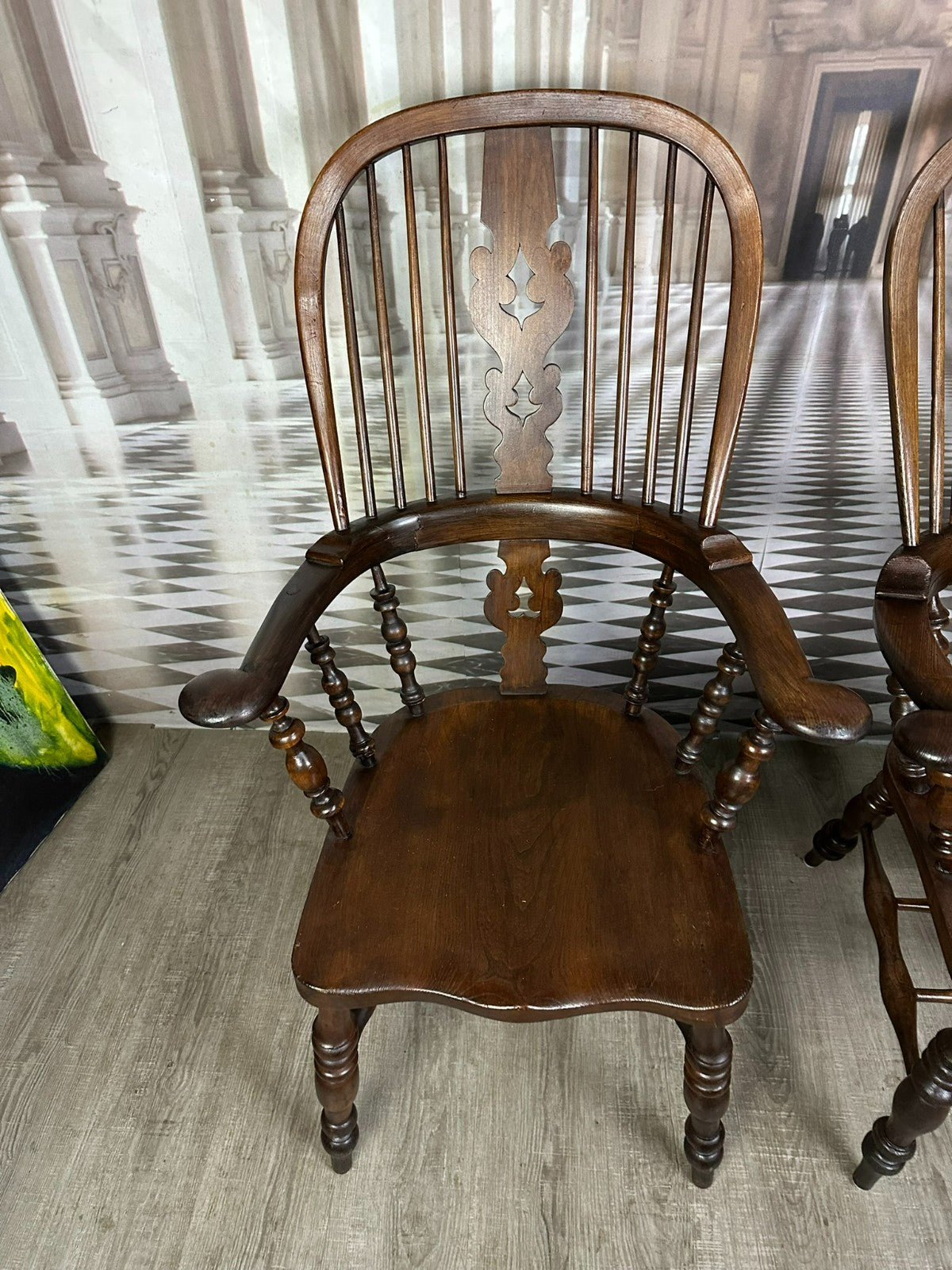 Paar antike Windsor Stühle Sessel England 19 tes Jh Yorkshire Eibenholz