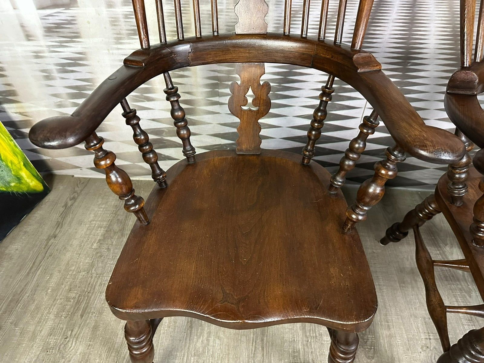 Paar antike Windsor Stühle Sessel England 19 tes Jh Yorkshire Eibenholz