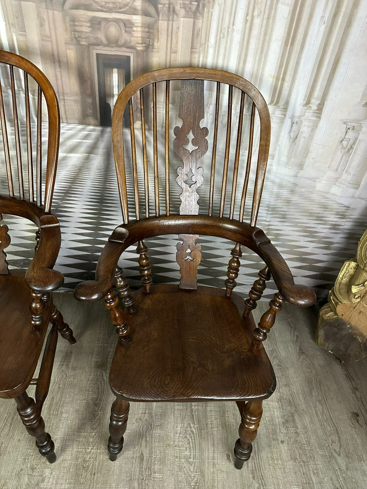 Paar antike Windsor Stühle Sessel England 19 tes Jh Yorkshire Eibenholz