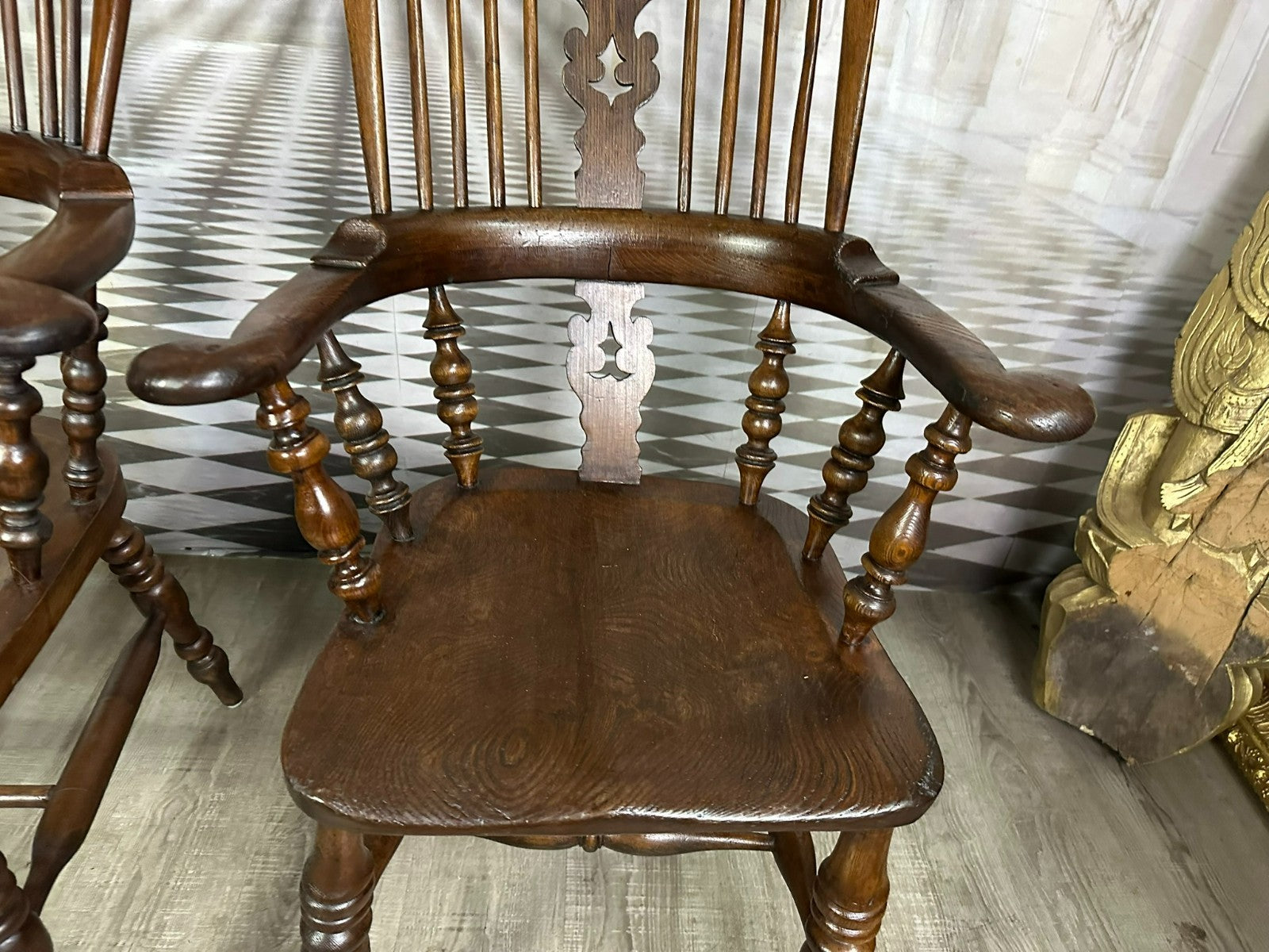Paar antike Windsor Stühle Sessel England 19 tes Jh Yorkshire Eibenholz