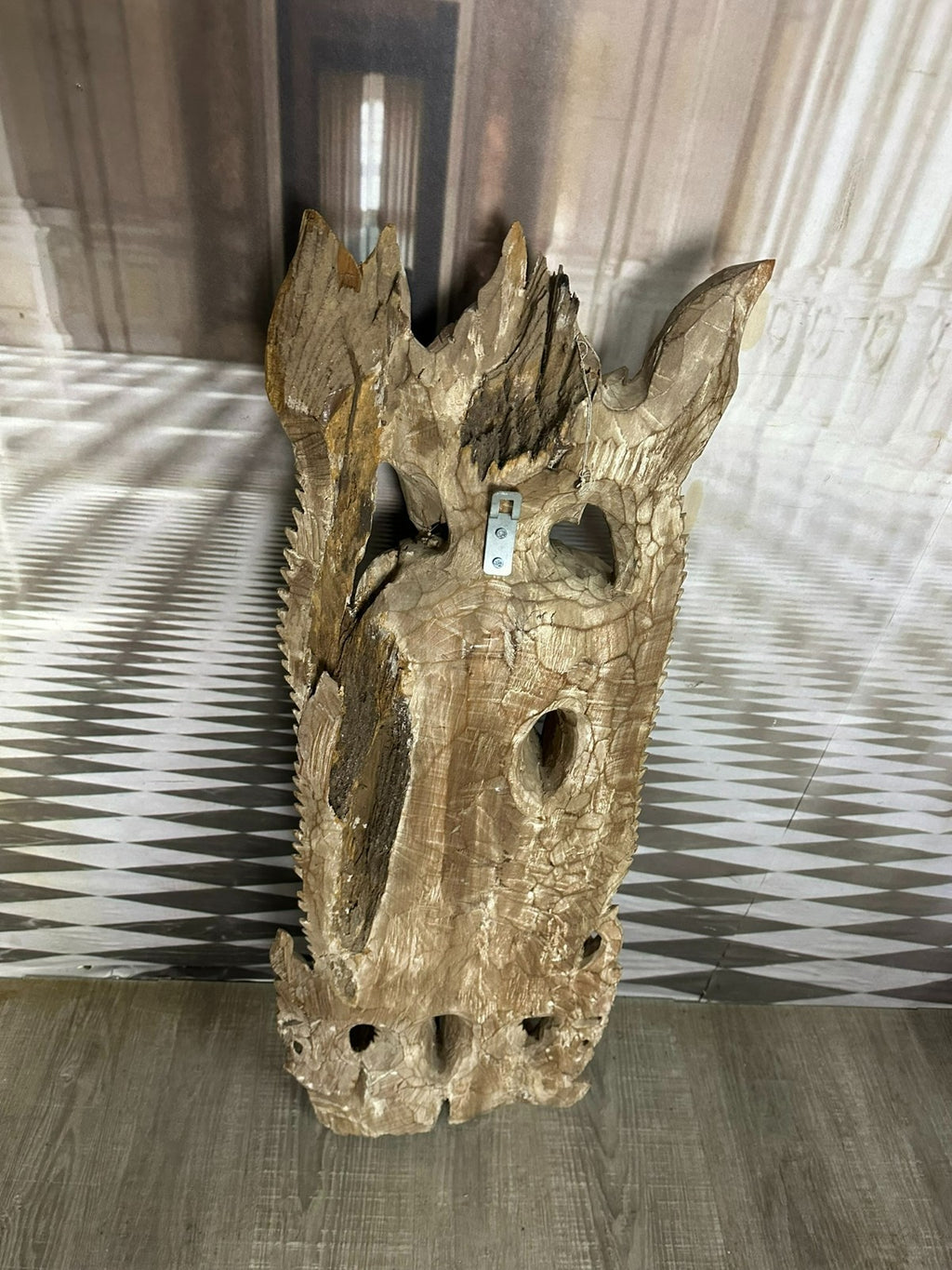 103cm grosser Tempelwächter Holz massiv handgeschnitzt Thailand Teppanom