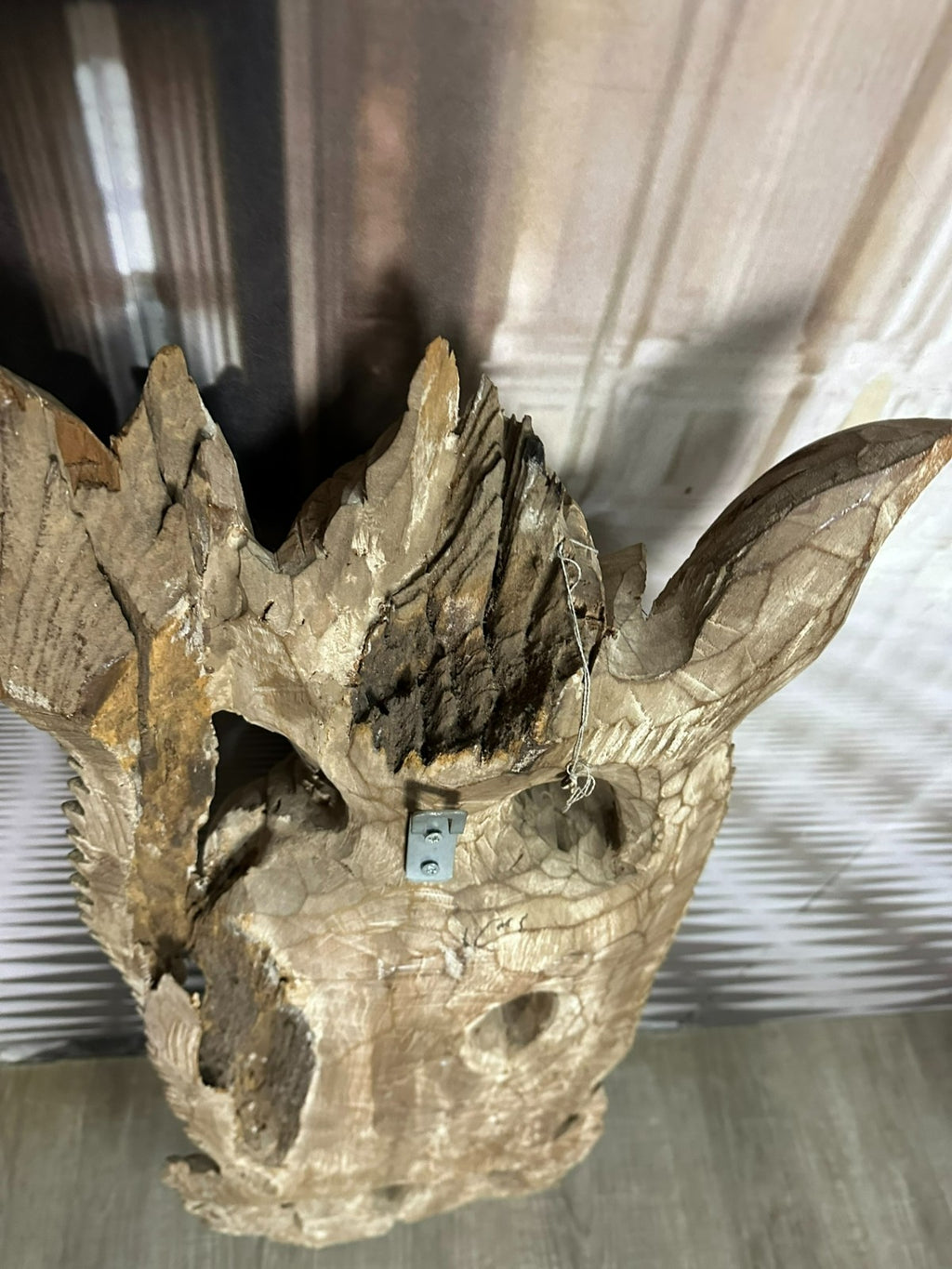 103cm grosser Tempelwächter Holz massiv handgeschnitzt Thailand Teppanom