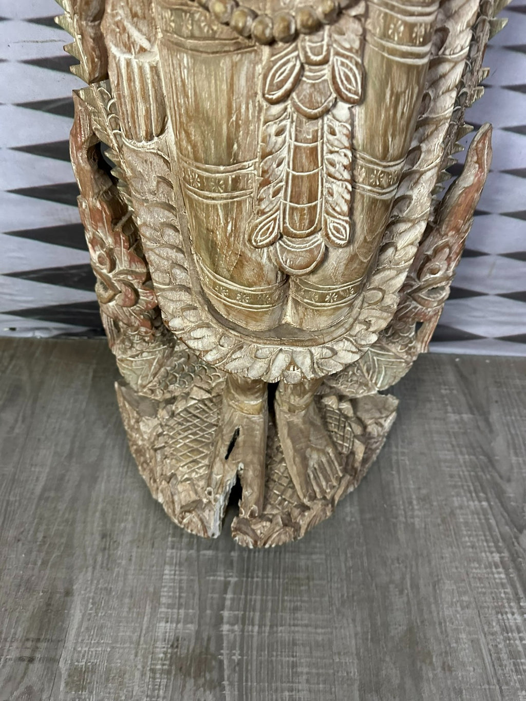 103cm grosser Tempelwächter Holz massiv handgeschnitzt Thailand Teppanom