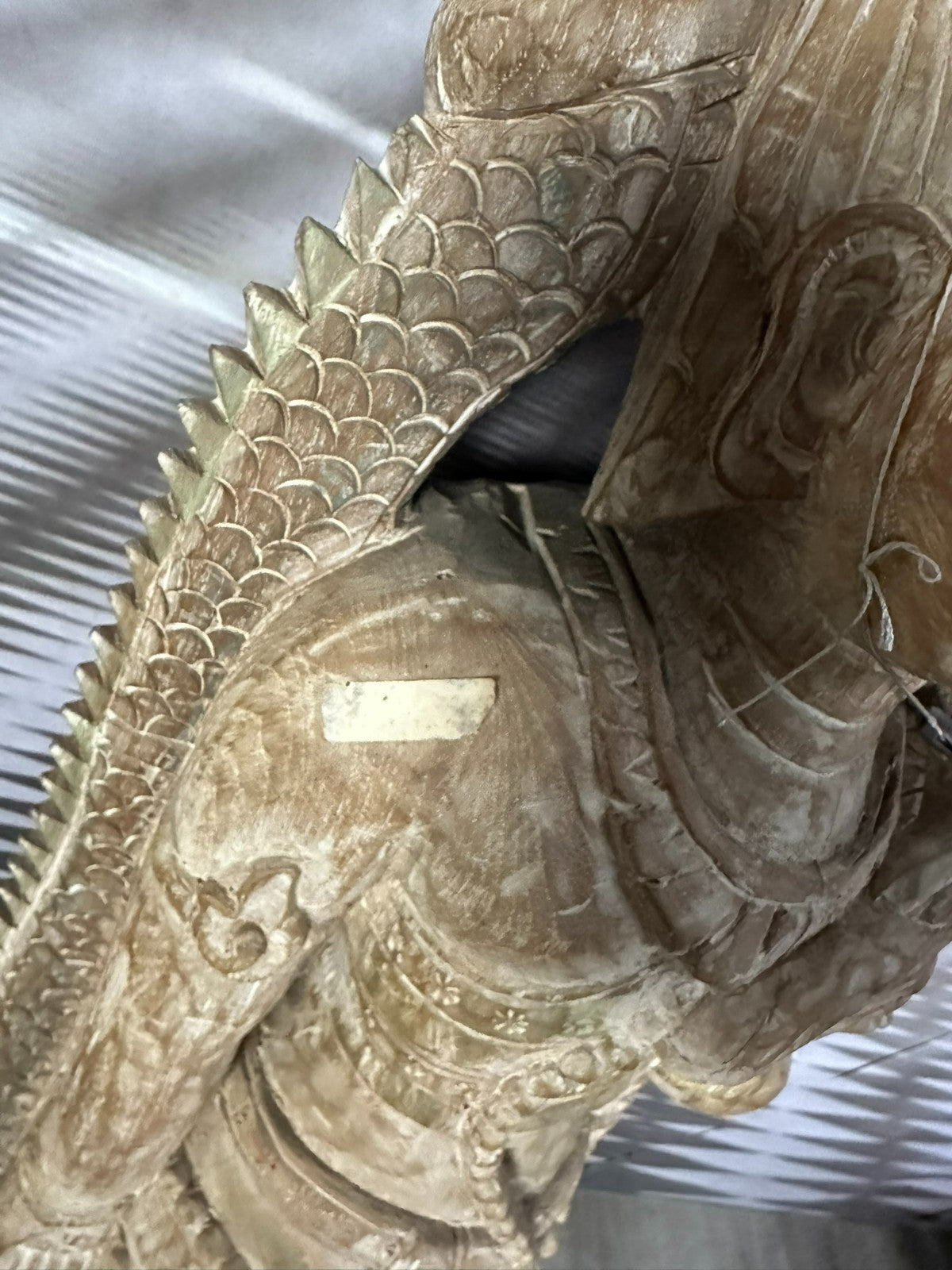 103cm grosser Tempelwächter Holz massiv handgeschnitzt Thailand Teppanom