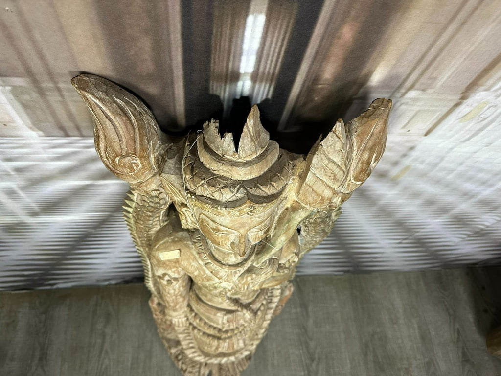 103cm grosser Tempelwächter Holz massiv handgeschnitzt Thailand Teppanom