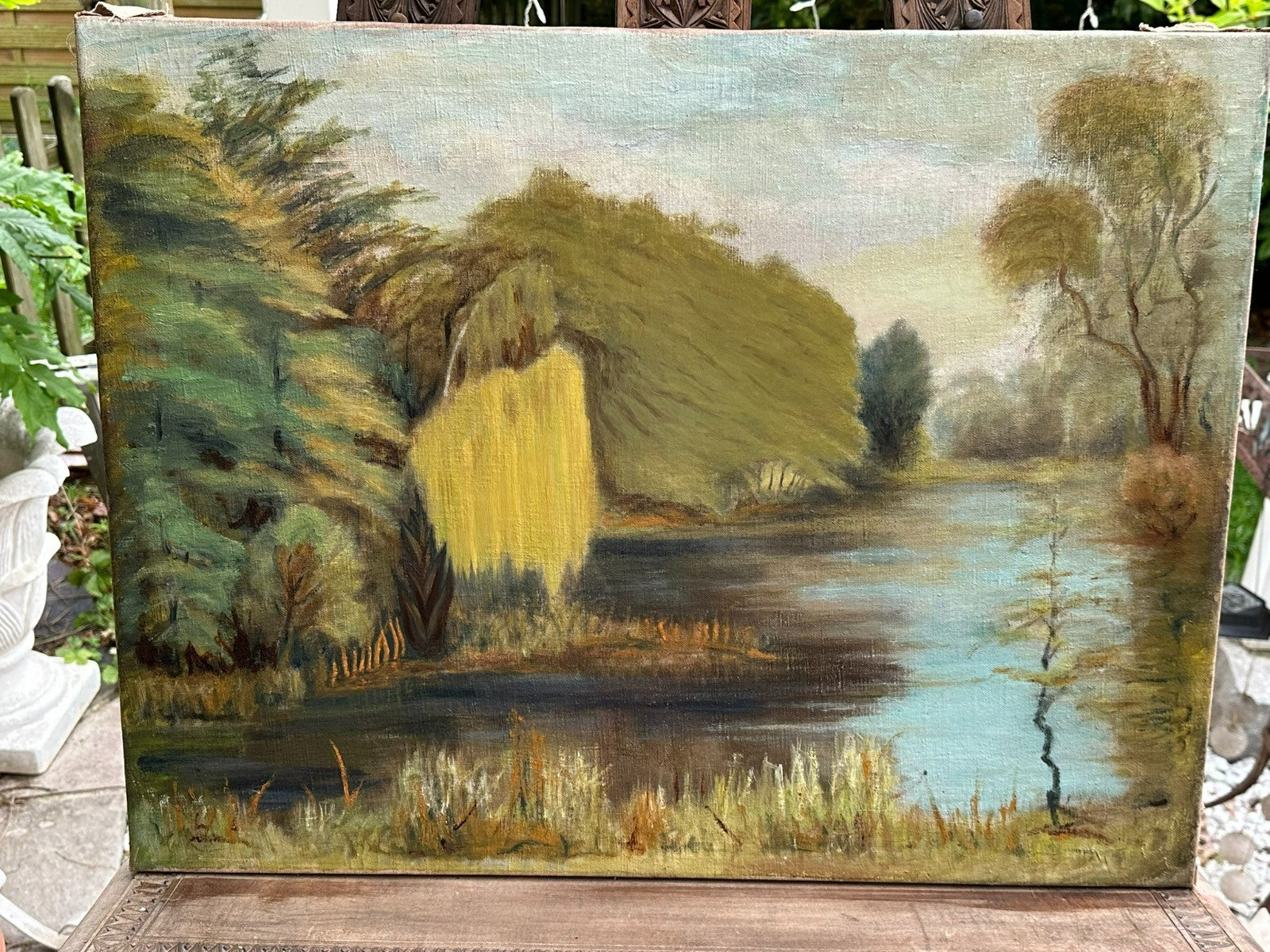 Ölgemälde Weiher Landschaft