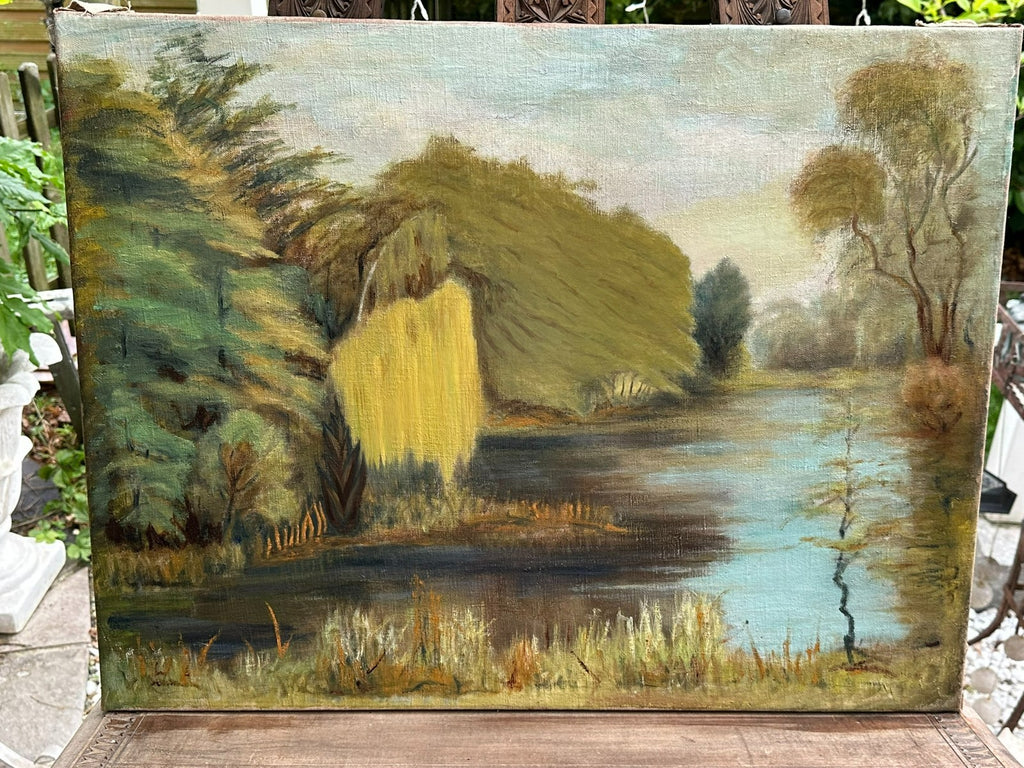 Ölgemälde Weiher Landschaft