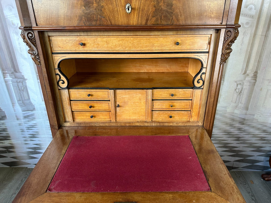Antiker Louis Philippe Sekretär um 1860 Spät Biedermeier Mahagoni Tolles Furnier