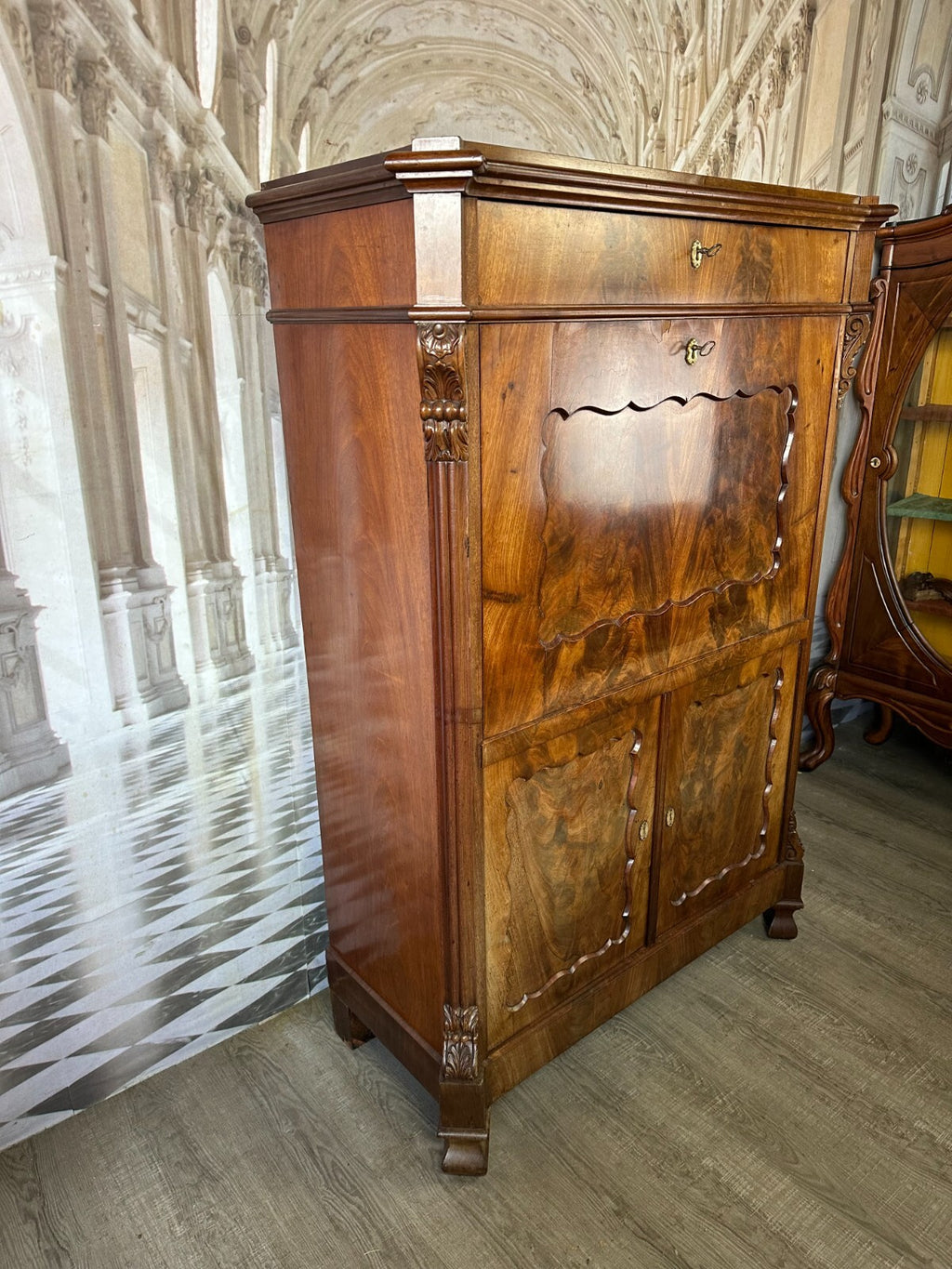 Antiker Louis Philippe Sekretär um 1860 Spät Biedermeier Mahagoni Tolles Furnier