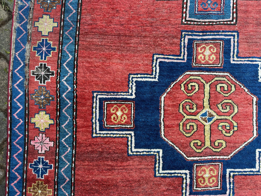 Antiker Nomaden Teppich datiert 1931 Orientteppich Wolle handgeknüpft 258x158cm