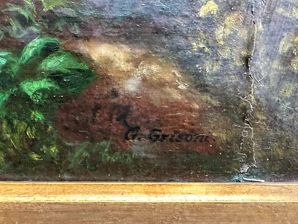 Barock Gemälde 18 tes Jh signiert G. Grisoni Kühe auf der Weider Landschaft