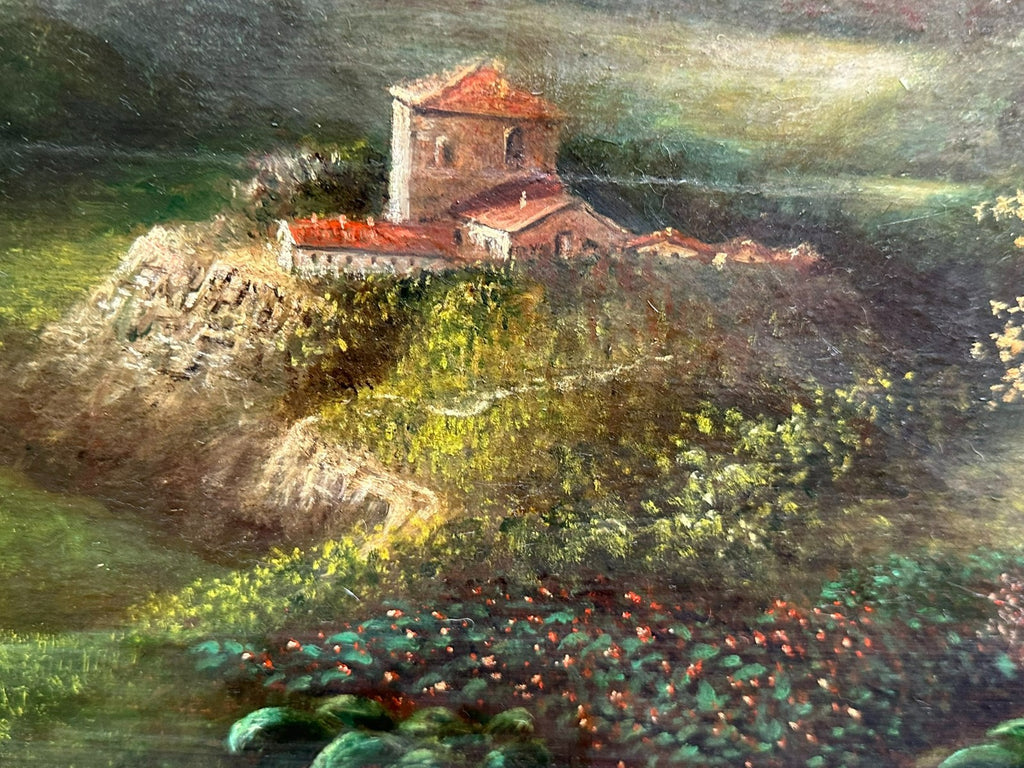 Barock Gemälde 18 tes Jh signiert G. Grisoni Kühe auf der Weider Landschaft
