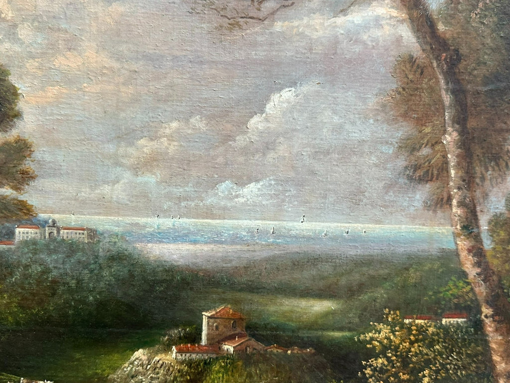 Barock Gemälde 18 tes Jh signiert G. Grisoni Kühe auf der Weider Landschaft