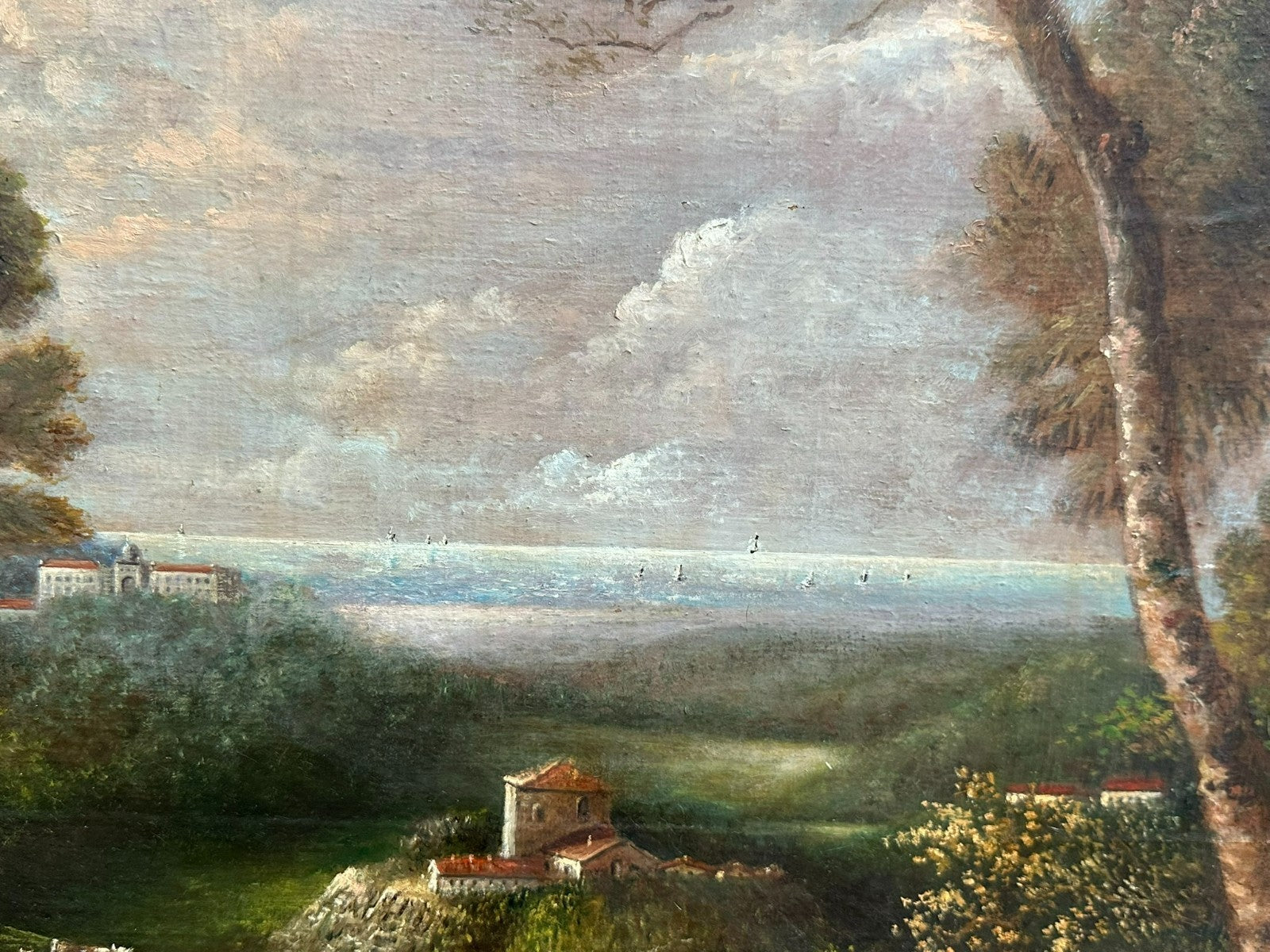 Barock Gemälde 18 tes Jh signiert G. Grisoni Kühe auf der Weider Landschaft