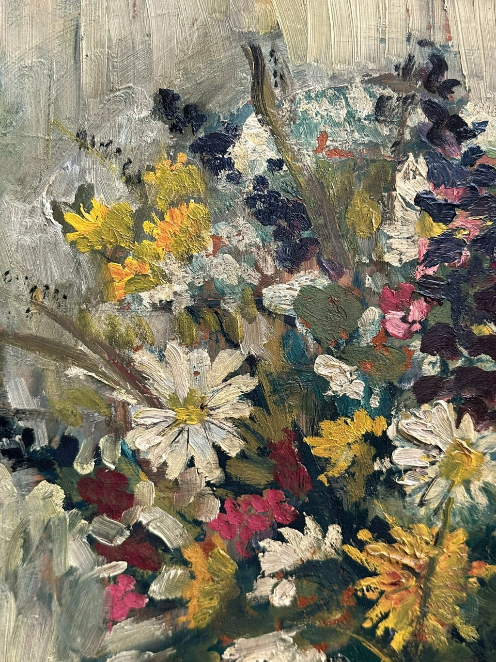 Altes Ölgemälde Blumen Stillleben Pastös gemalt Nicht signiert