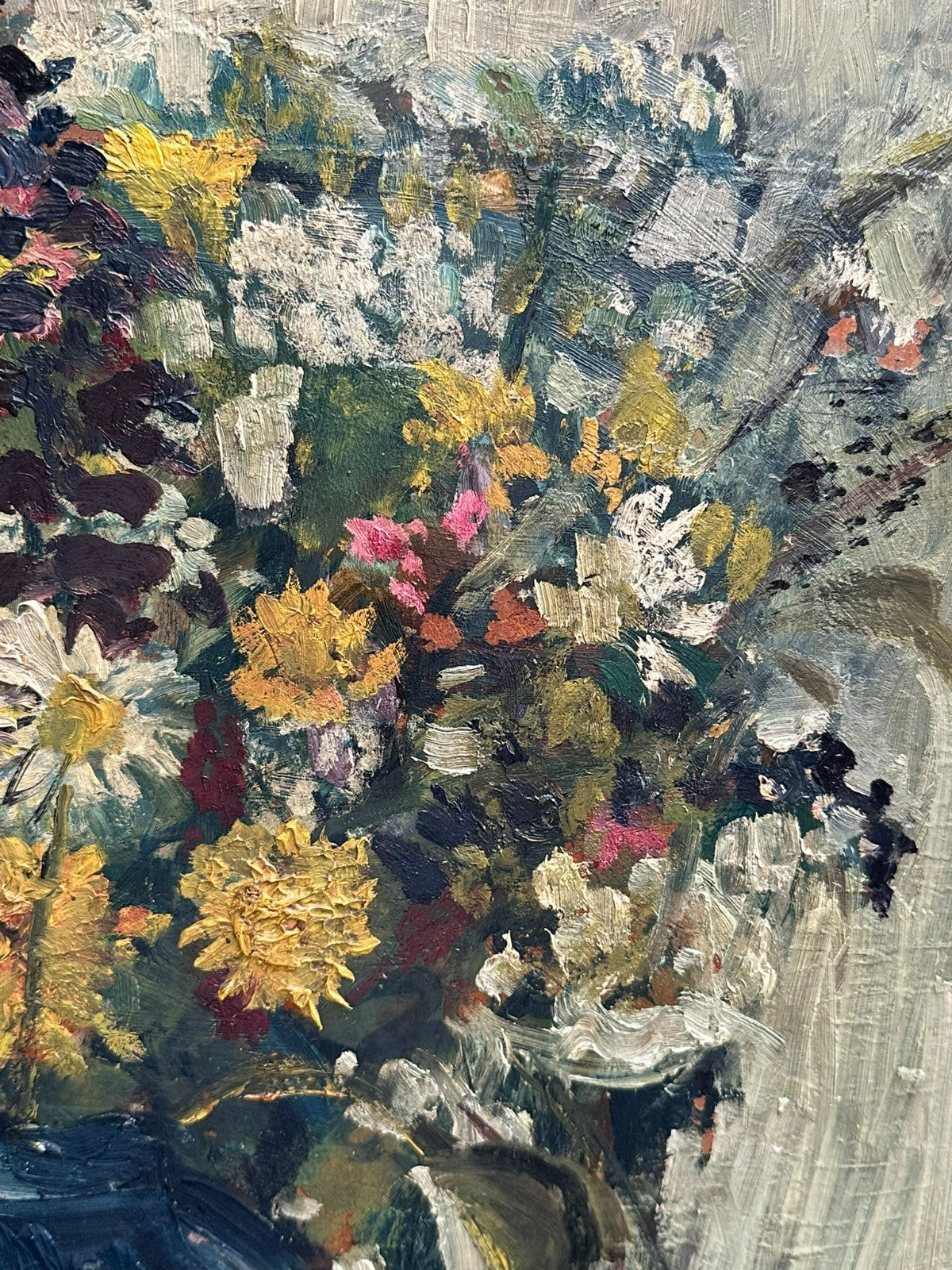 Altes Ölgemälde Blumen Stillleben Pastös gemalt Nicht signiert
