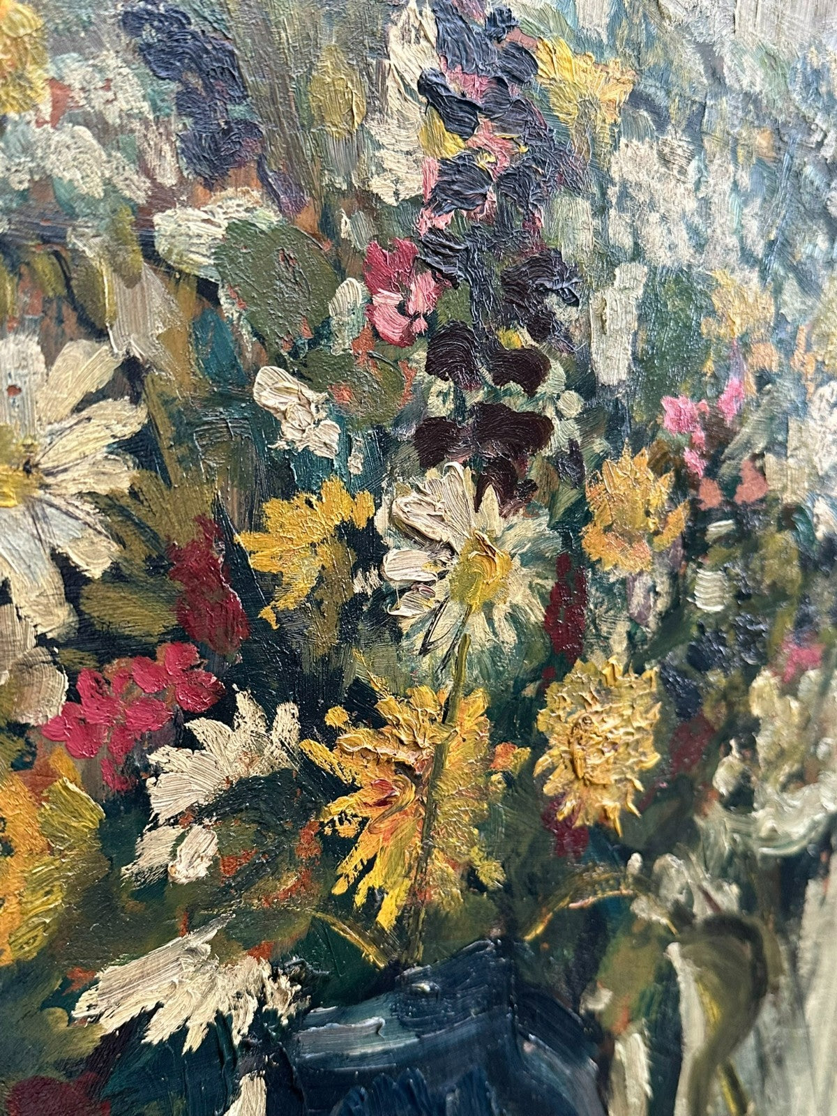 Altes Ölgemälde Blumen Stillleben Pastös gemalt Nicht signiert