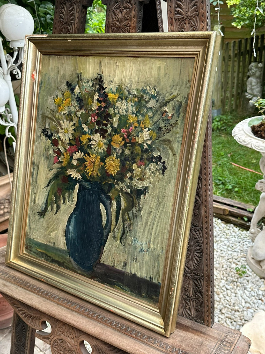 Altes Ölgemälde Blumen Stillleben Pastös gemalt Nicht signiert