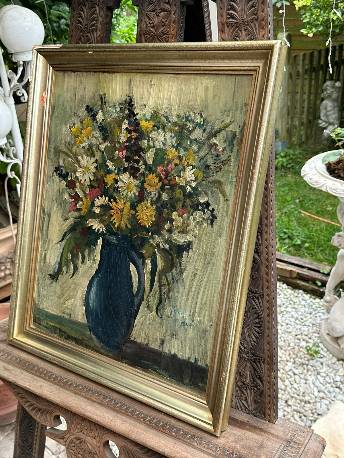 Altes Ölgemälde Blumen Stillleben Pastös gemalt Nicht signiert