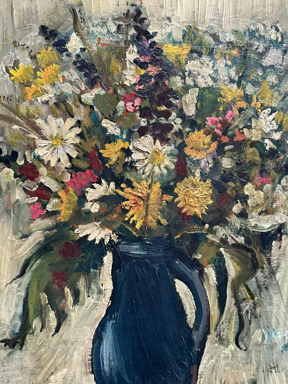 ALTES ÖLGEMÄLDE BLUMEN STILLLEBEN PASTÖS GEMALT NICHT SIGNIERT