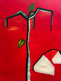 MODERNES ÖLGEMÄLDE STILISIERTER BAUM 63x88cm
