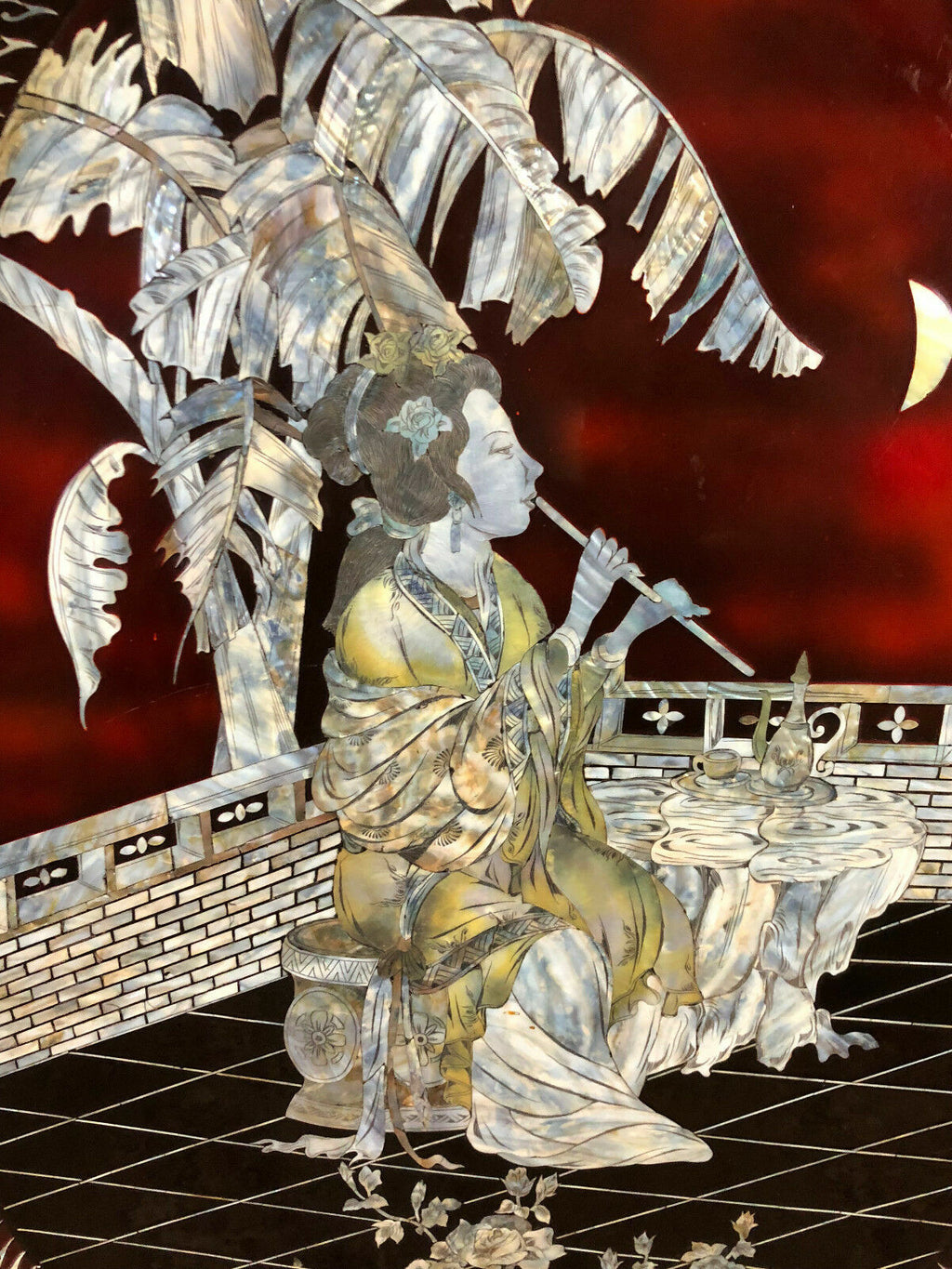 China Lackarbeit Platte mit Perlmutt Einlagen 118x160cm sehr gross