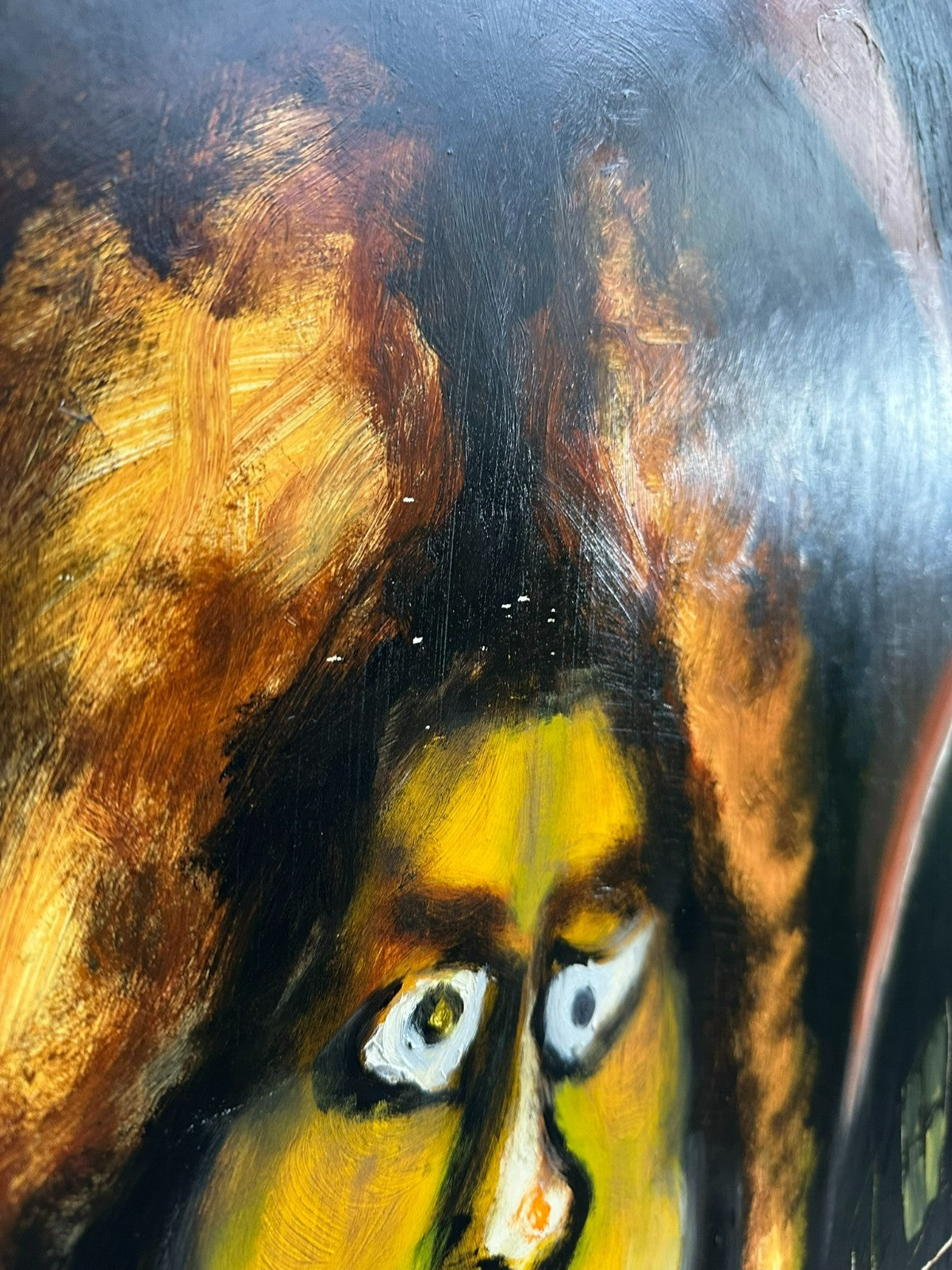 Modernes Ölgemälde Portrait signiert Huber Personen 61x86cm