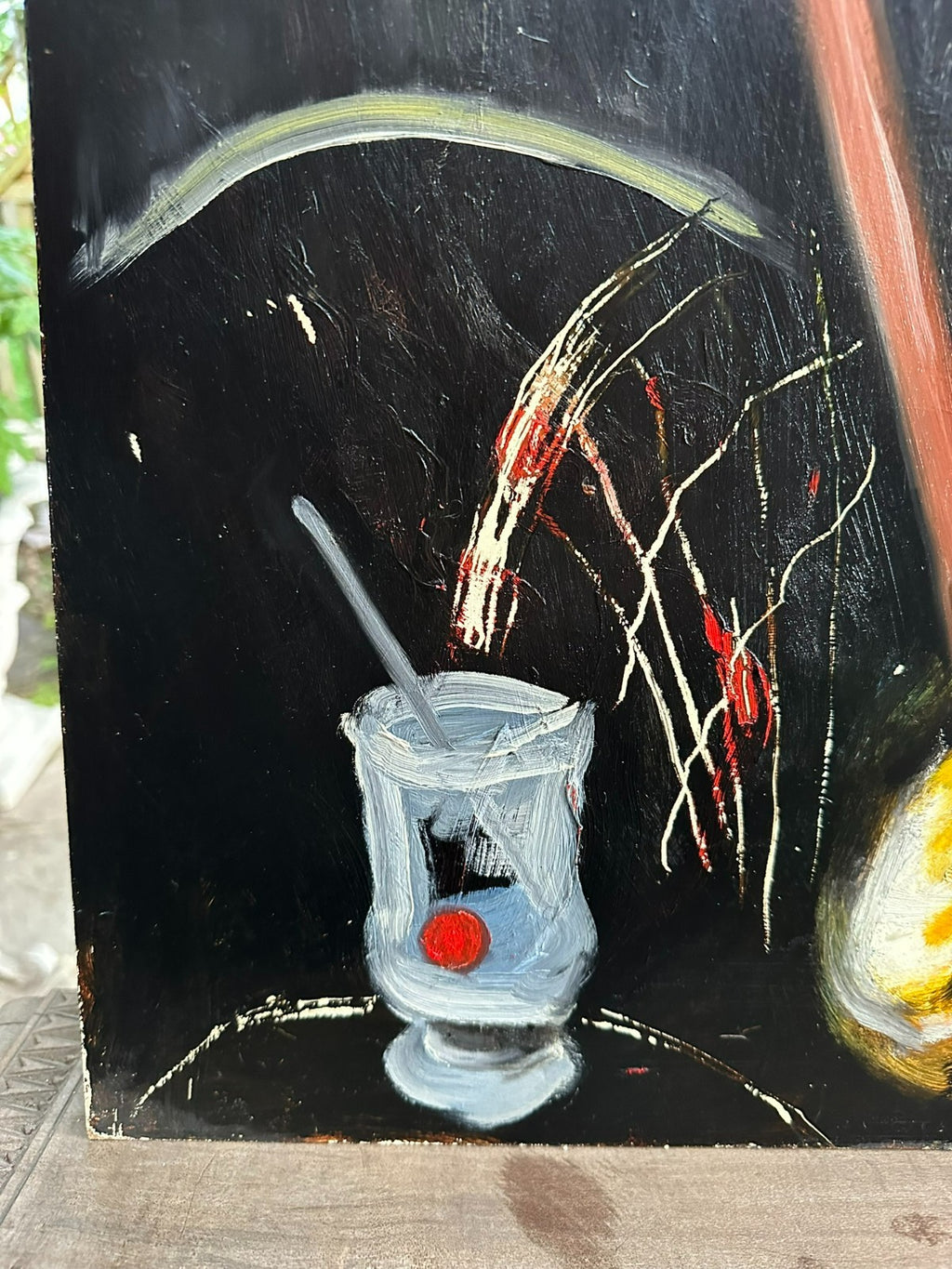 Modernes Ölgemälde Portrait signiert Huber Personen 61x86cm