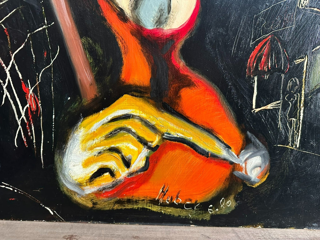 Modernes Ölgemälde Portrait signiert Huber Personen 61x86cm
