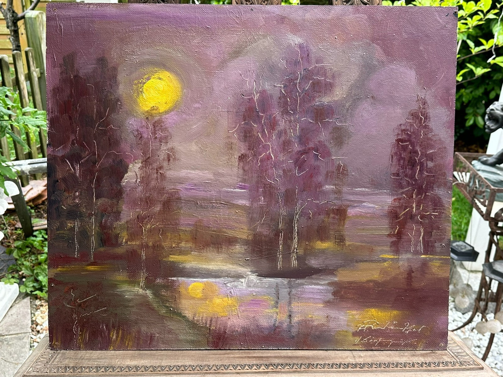Altes Ölgemälde Landschaft signiert F. Rosstäuscher