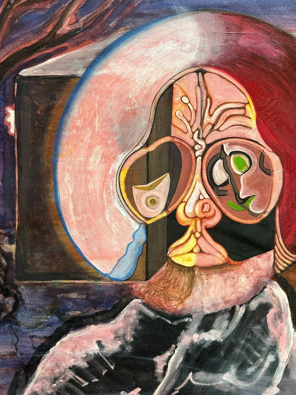 MODERNES ÖLGEMÄLDE SURREALISMUS PORTRAIT SIGNIERT HUBER