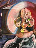 MODERNES ÖLGEMÄLDE SURREALISMUS PORTRAIT SIGNIERT HUBER