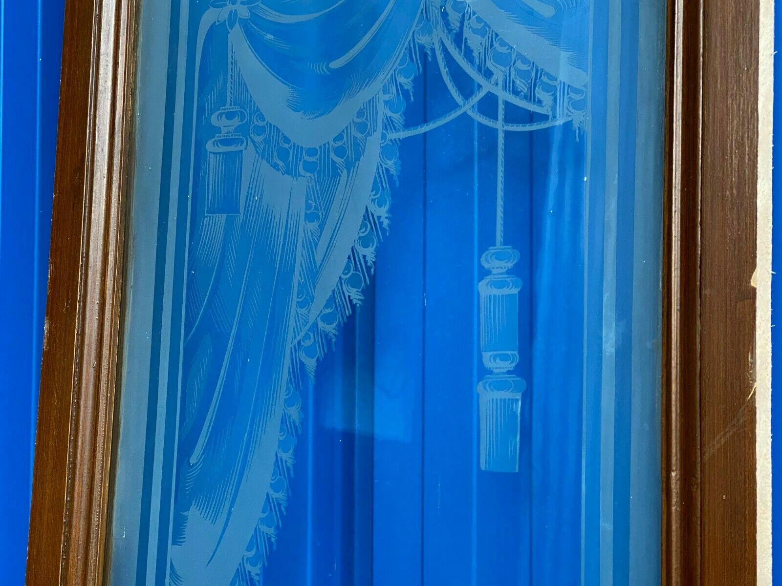 Historismus Glasscheibe original antik um 1880 Dekor Stillleben Girlanden