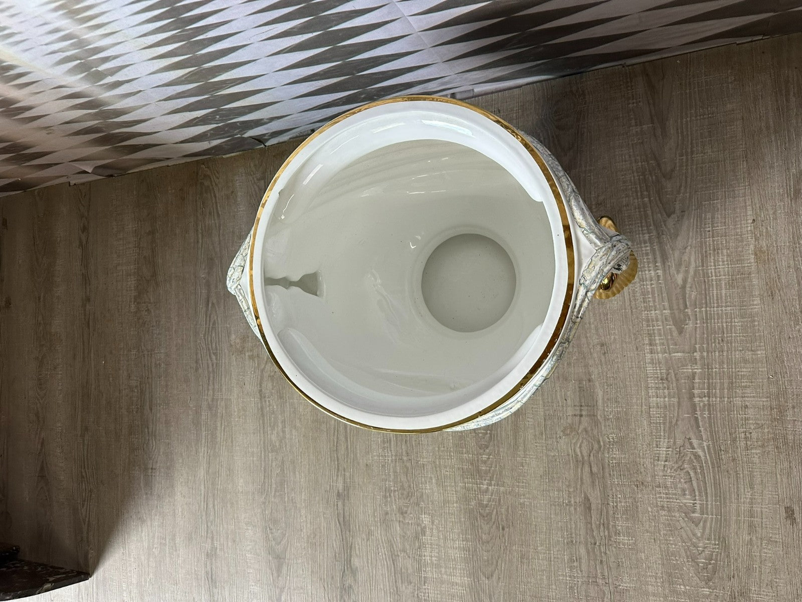 Grosser Blumentopf Cachepot aus Keramik Marmorierung Vergoldung