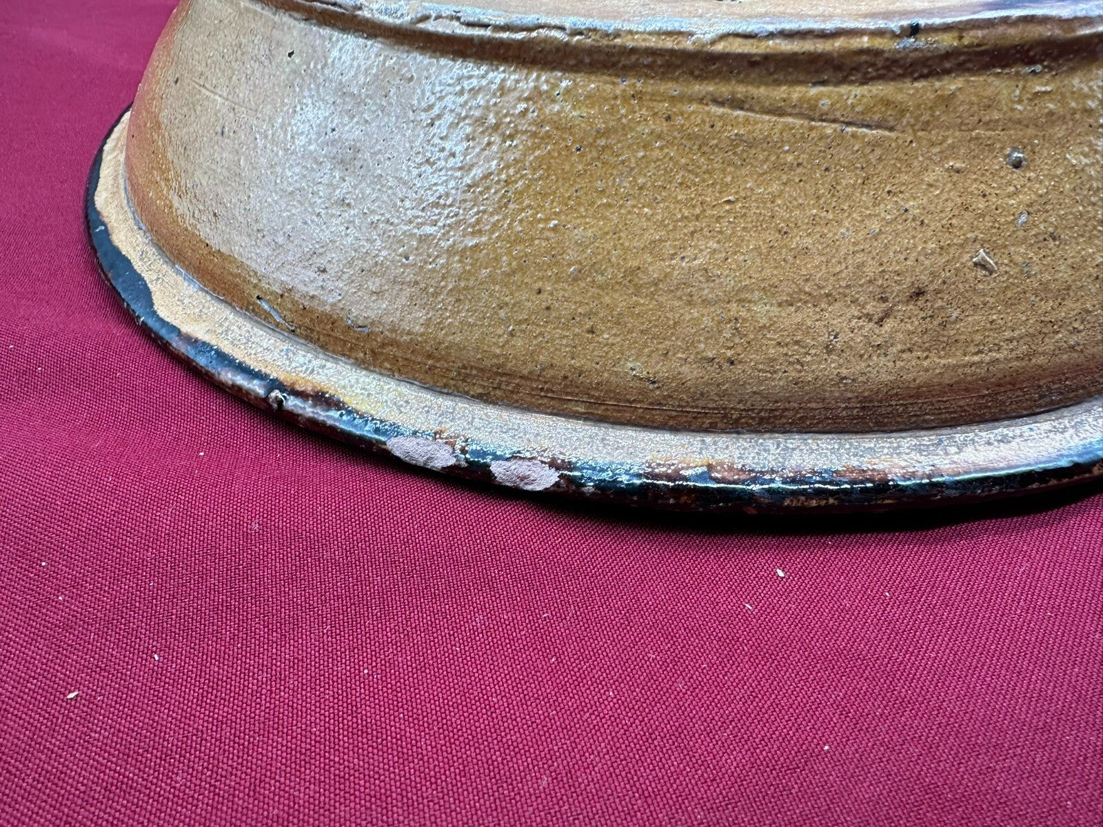 Grosse antike Schale aus Keramik handbemalt von 1907 35cm