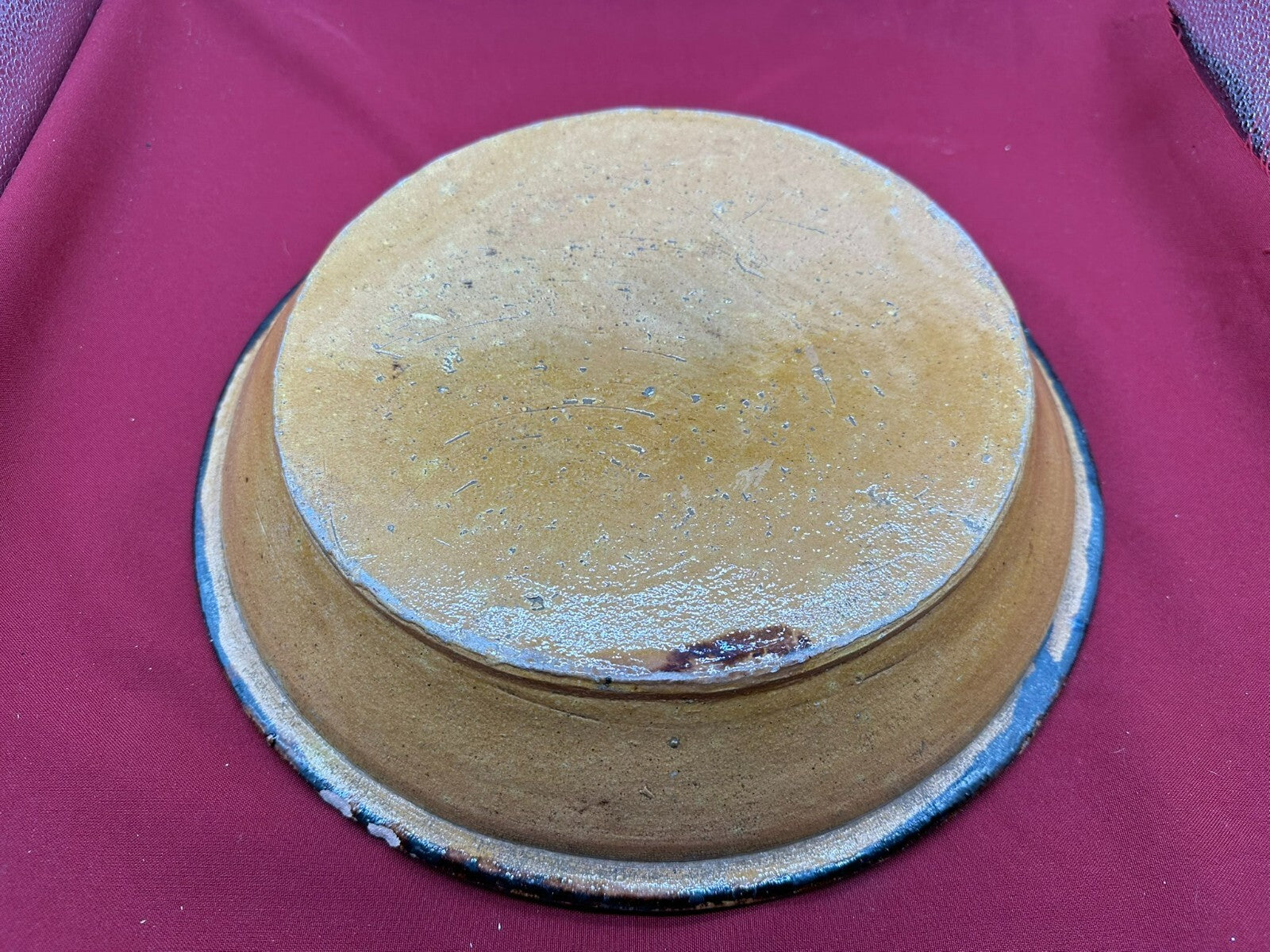 Grosse antike Schale aus Keramik handbemalt von 1907 35cm