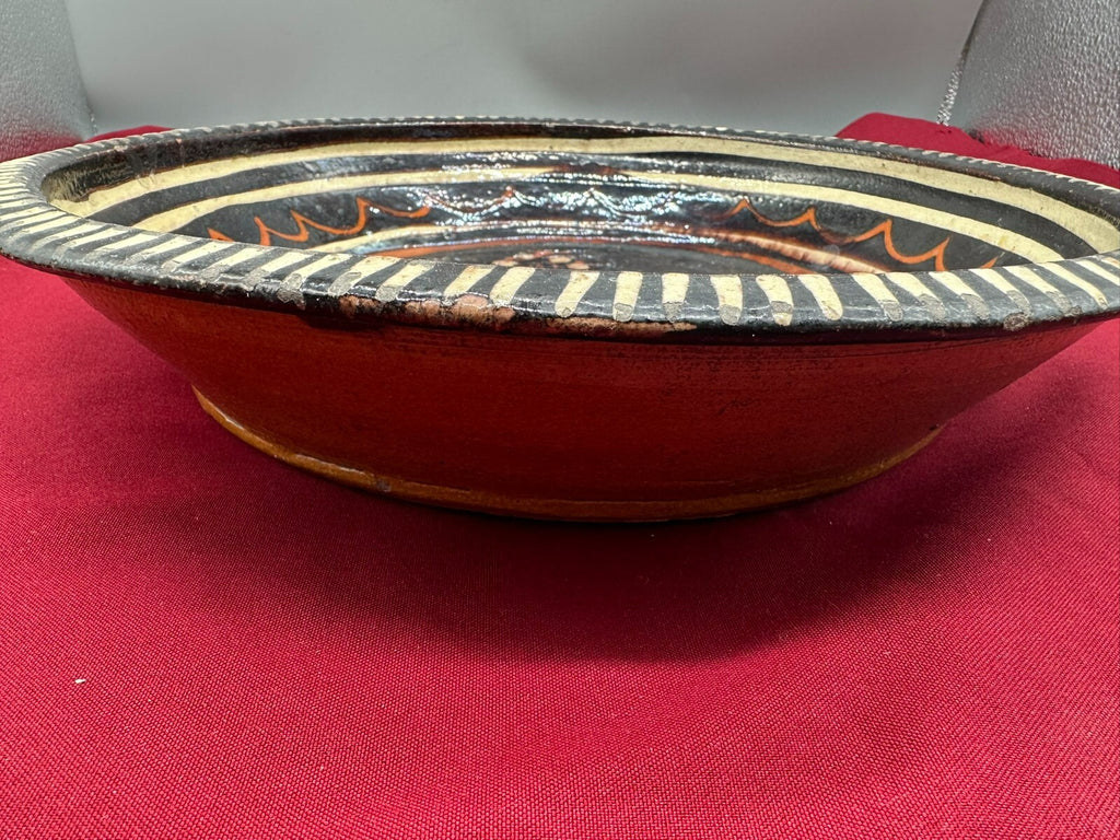 Grosse antike Schale aus Keramik handbemalt von 1907 35cm