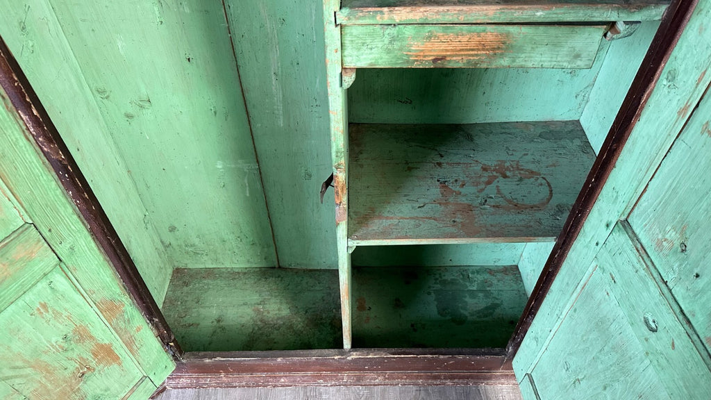 Antiker Barockschrank Bauernschrank Holz massiv Heiligenbilder handbemalt 18 tes