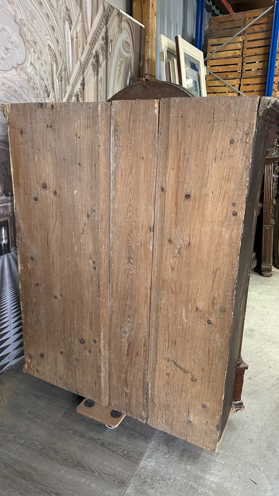 Antiker Barockschrank Bauernschrank Holz massiv Heiligenbilder handbemalt 18 tes