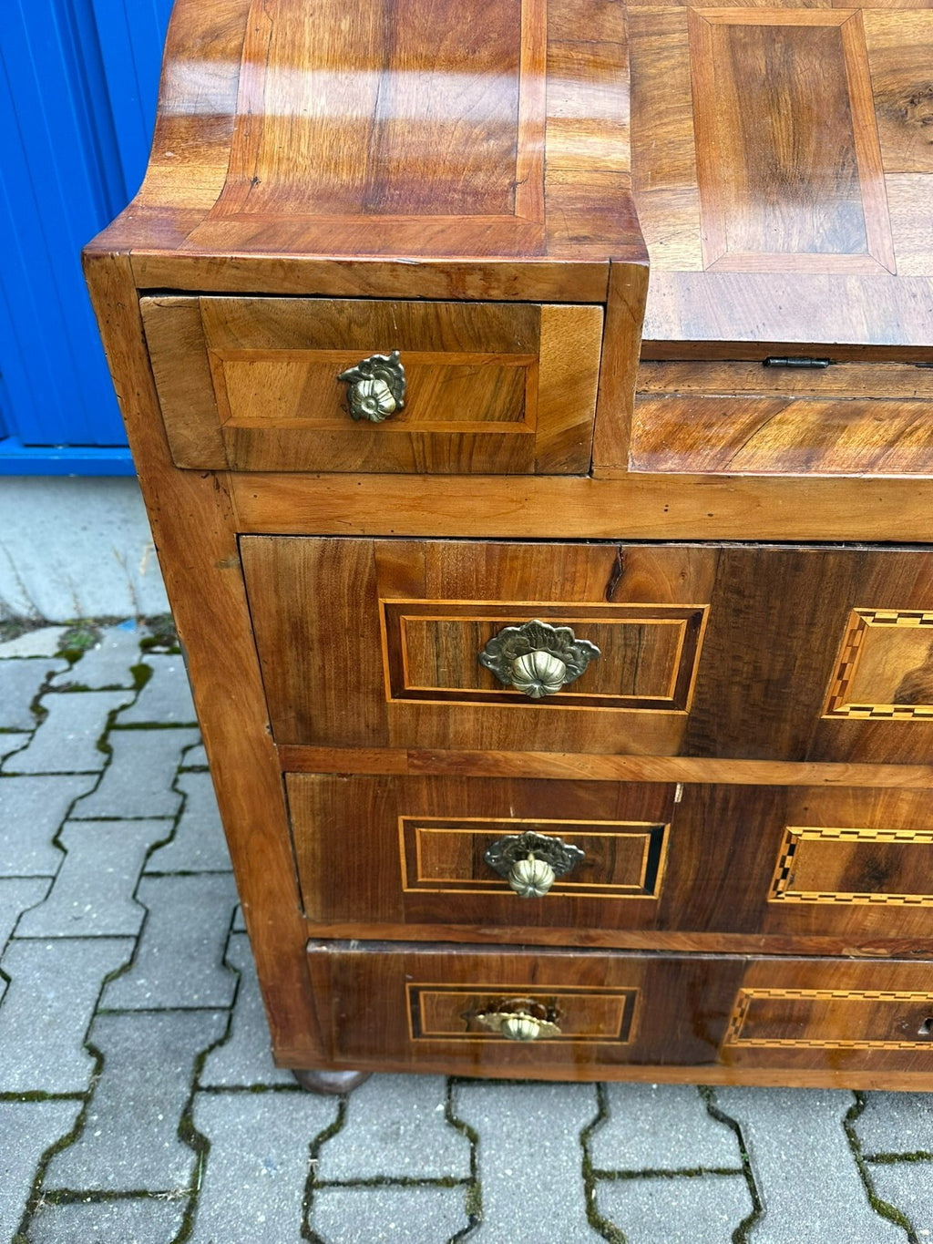 Antiker Barocksekretär Barock Sekretär 18 tes Jhdt Intarsien Nussbaum