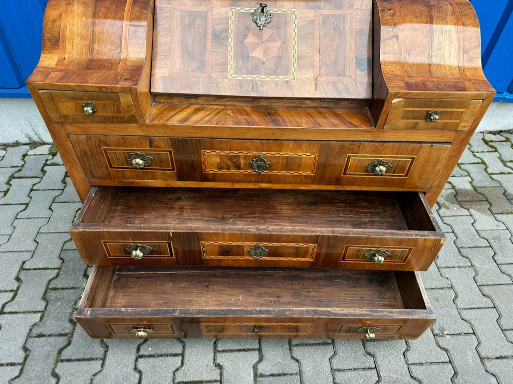 Antiker Barocksekretär Barock Sekretär 18 tes Jhdt Intarsien Nussbaum