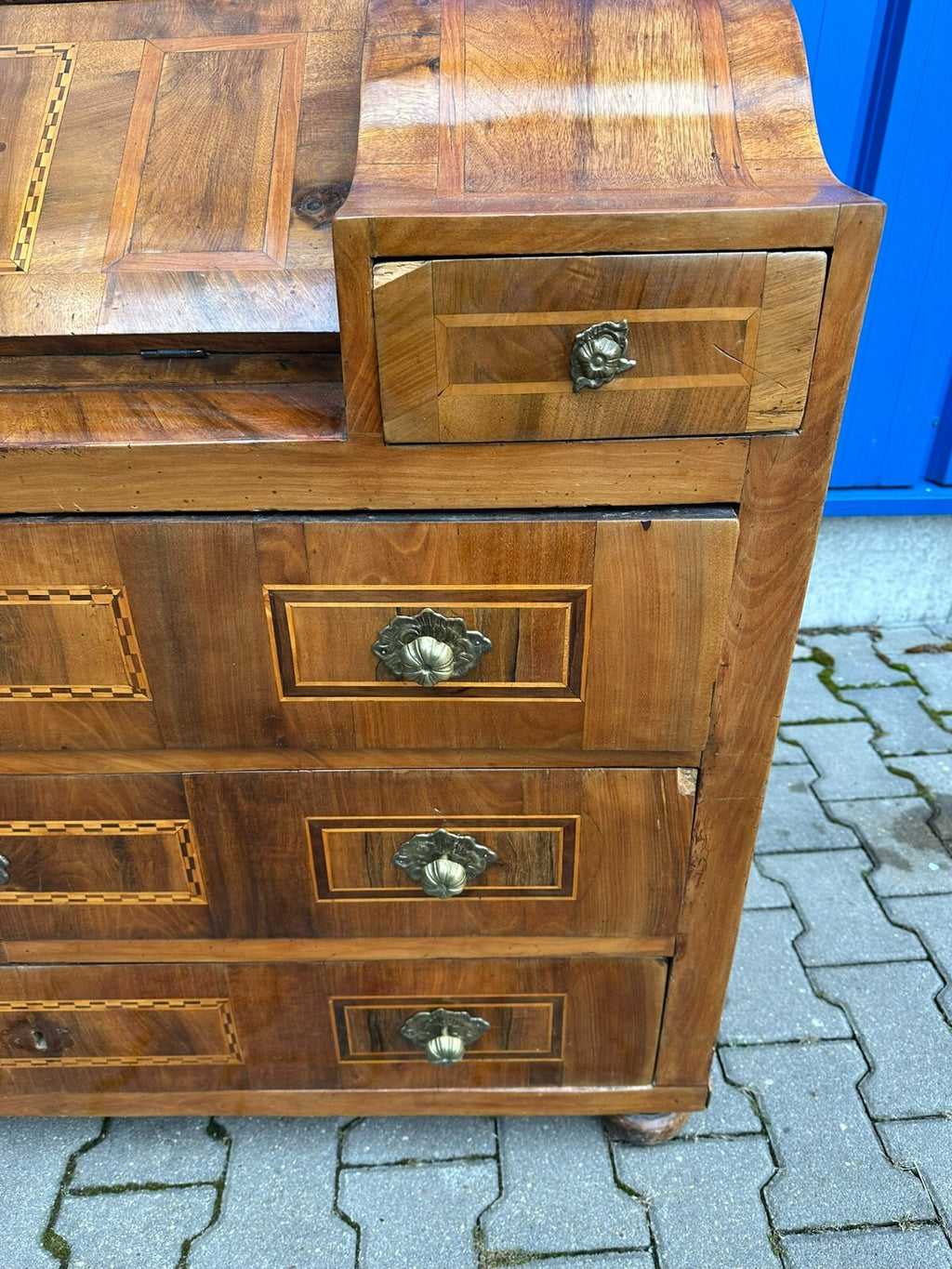 Antiker Barocksekretär Barock Sekretär 18 tes Jhdt Intarsien Nussbaum