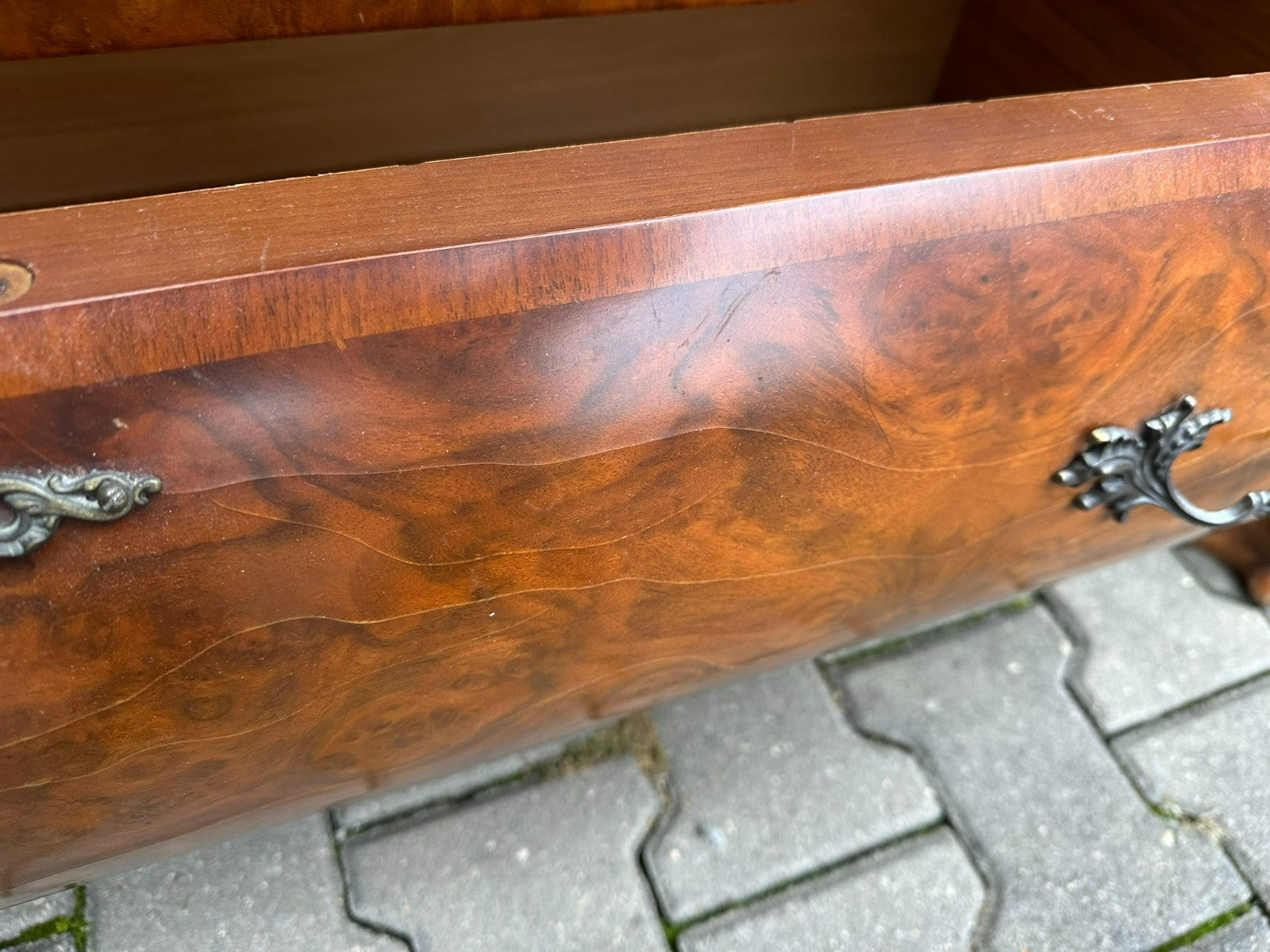 Barock Vitrine Stilmöbel 20 tes Jhdt Wurzelnuss Barockschrank Barockvitrine