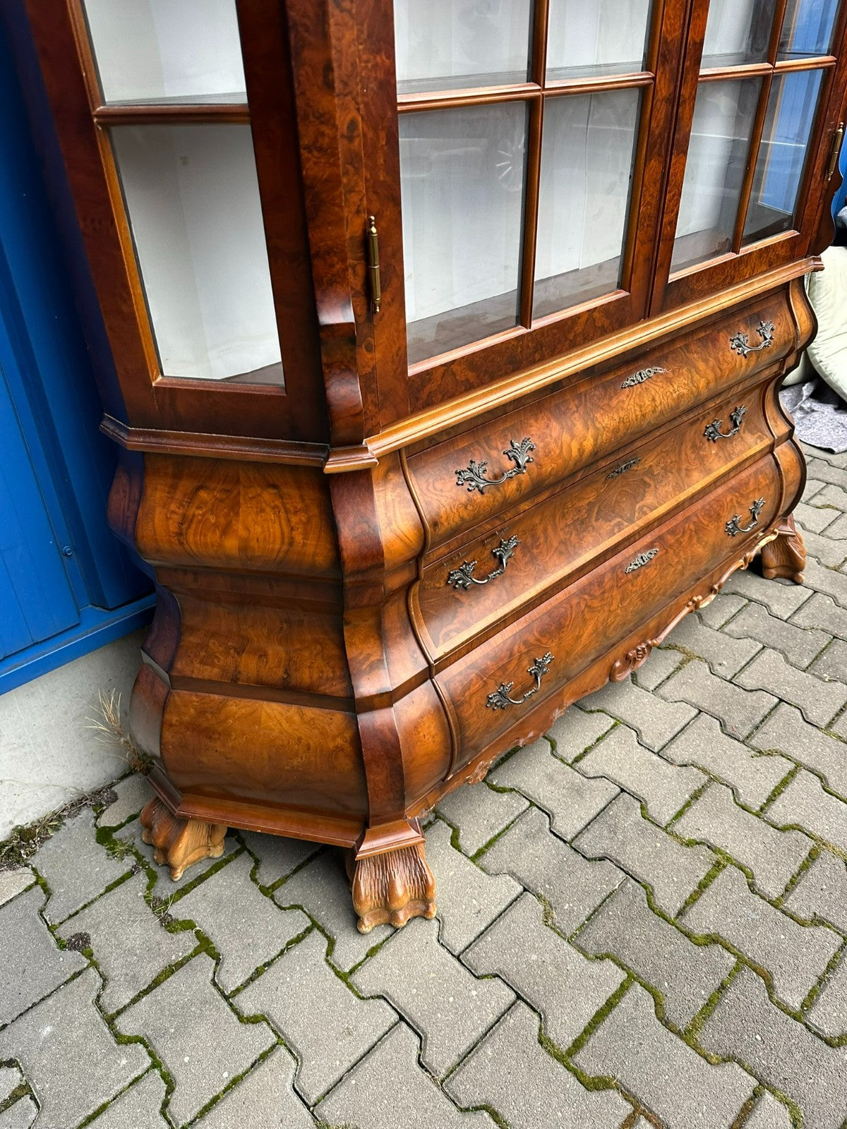 Barock Vitrine Stilmöbel 20 tes Jhdt Wurzelnuss Barockschrank Barockvitrine