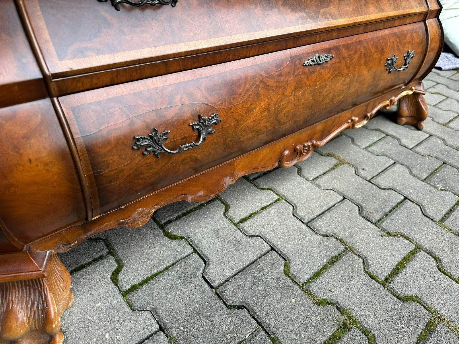 Barock Vitrine Stilmöbel 20 tes Jhdt Wurzelnuss Barockschrank Barockvitrine