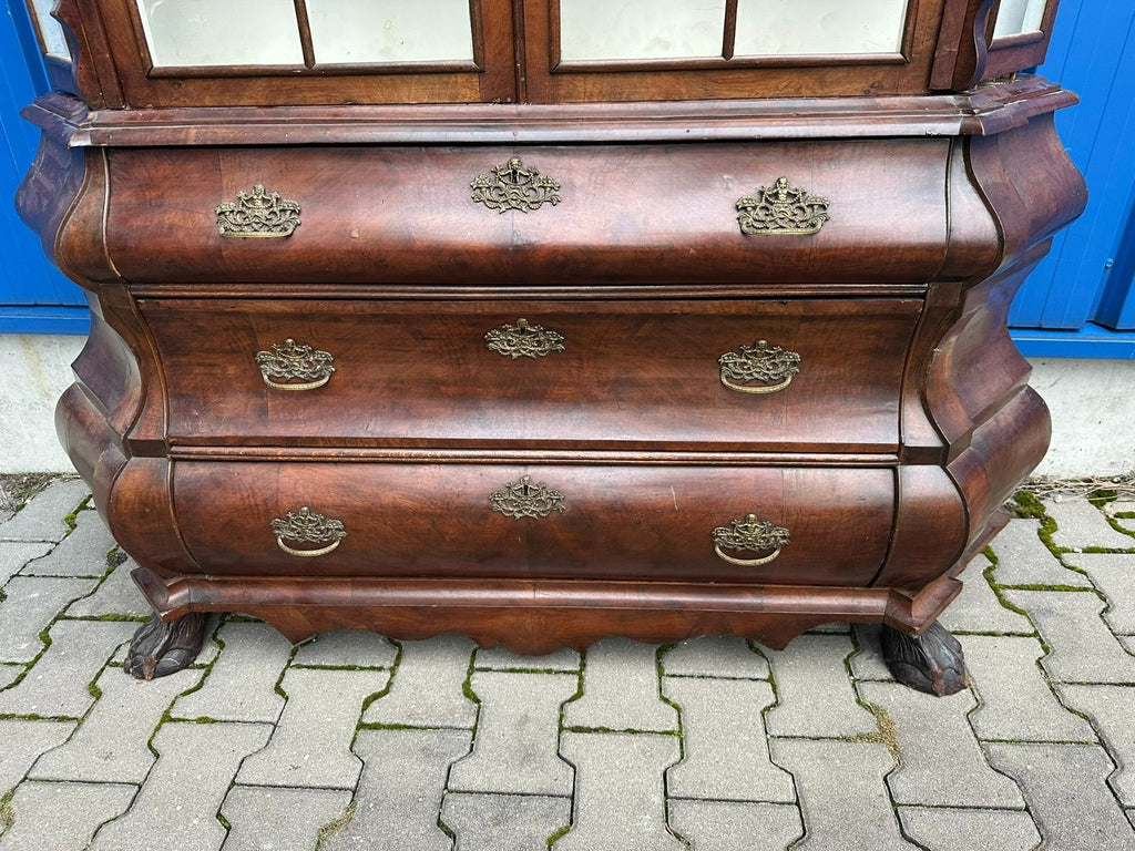 Antike Barockvitrine Barock Schrank 19 tes Jhdt Nussbaum Vitrine