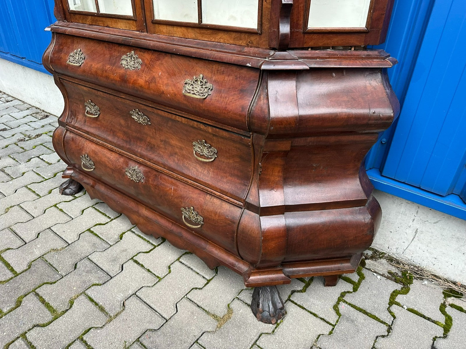 Antike Barockvitrine Barock Schrank 19 tes Jhdt Nussbaum Vitrine
