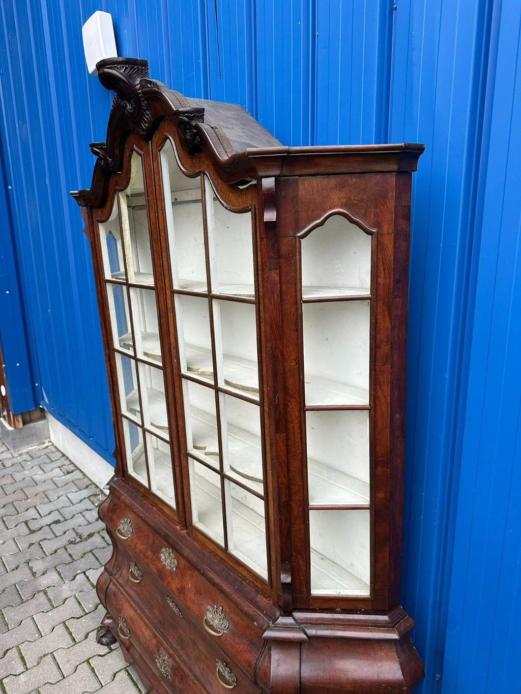 Antike Barockvitrine Barock Schrank 19 tes Jhdt Nussbaum Vitrine